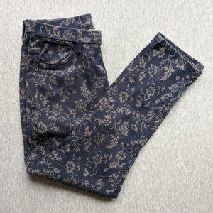 Blue/Beige Flower print 7/8 cropped legging/pants